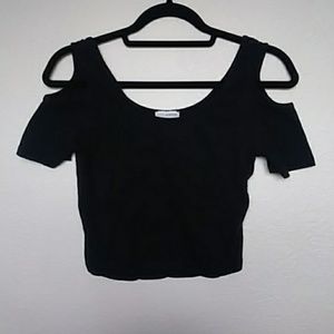 A black off the shoulders crop top